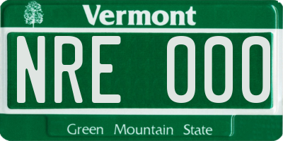 VT license plate NRE000