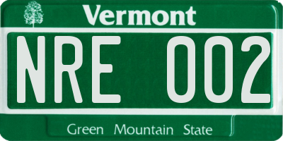 VT license plate NRE002