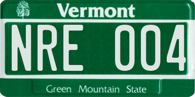 VT license plate NRE004