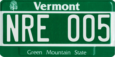 VT license plate NRE005