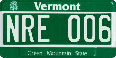VT license plate NRE006