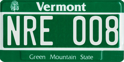 VT license plate NRE008