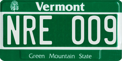 VT license plate NRE009