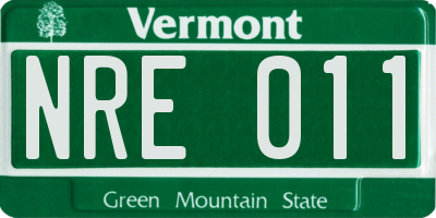 VT license plate NRE011