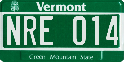 VT license plate NRE014