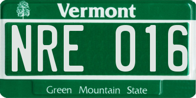VT license plate NRE016