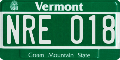 VT license plate NRE018
