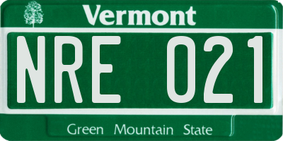 VT license plate NRE021