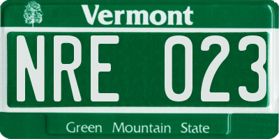 VT license plate NRE023