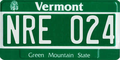 VT license plate NRE024