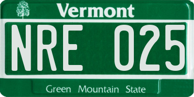 VT license plate NRE025