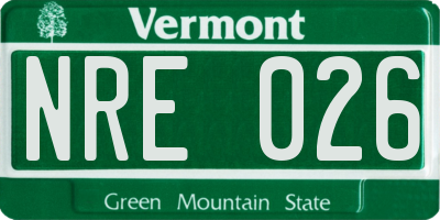 VT license plate NRE026