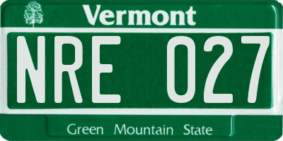 VT license plate NRE027