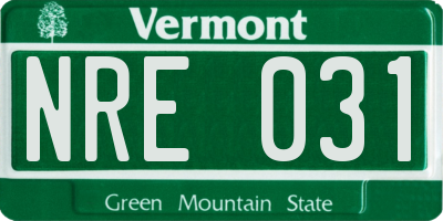 VT license plate NRE031