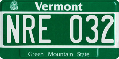 VT license plate NRE032