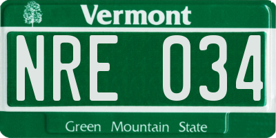 VT license plate NRE034