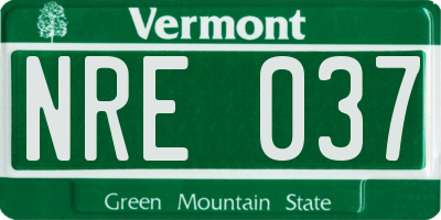 VT license plate NRE037