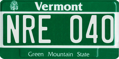 VT license plate NRE040
