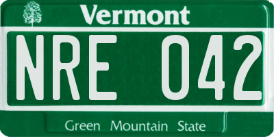 VT license plate NRE042