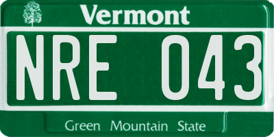 VT license plate NRE043