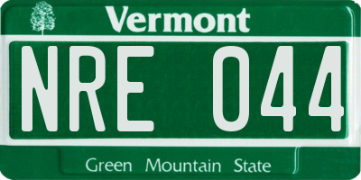 VT license plate NRE044