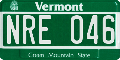 VT license plate NRE046
