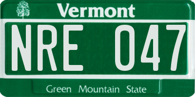 VT license plate NRE047