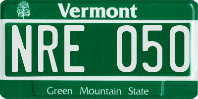 VT license plate NRE050