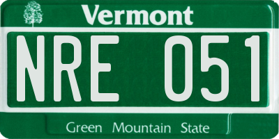 VT license plate NRE051