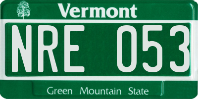 VT license plate NRE053