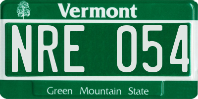 VT license plate NRE054
