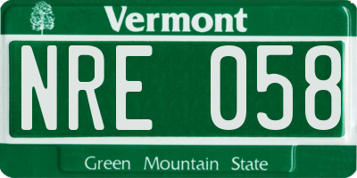 VT license plate NRE058
