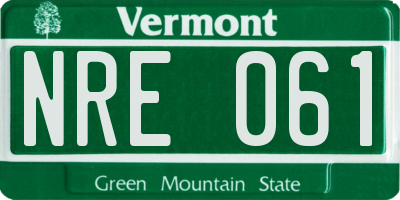 VT license plate NRE061