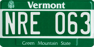 VT license plate NRE063