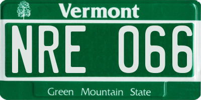 VT license plate NRE066