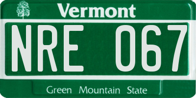 VT license plate NRE067
