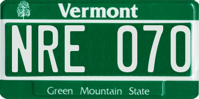 VT license plate NRE070
