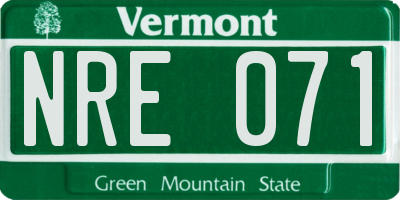 VT license plate NRE071