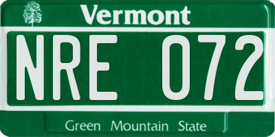 VT license plate NRE072