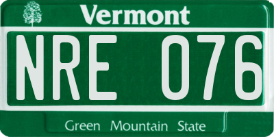 VT license plate NRE076