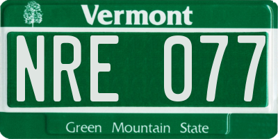 VT license plate NRE077