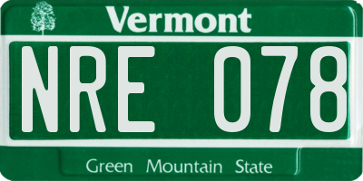 VT license plate NRE078