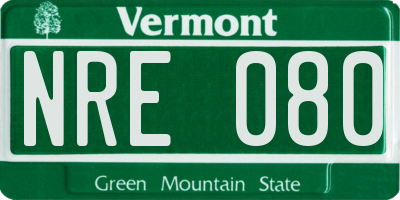 VT license plate NRE080