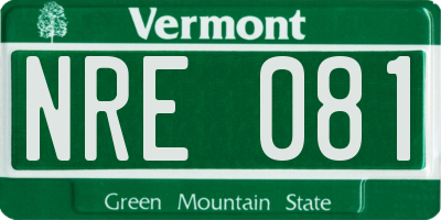 VT license plate NRE081