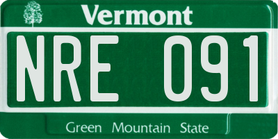 VT license plate NRE091