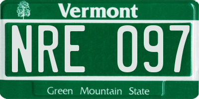 VT license plate NRE097