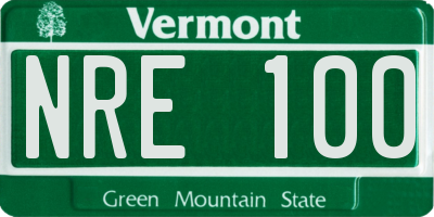 VT license plate NRE100
