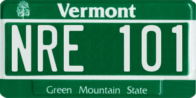 VT license plate NRE101