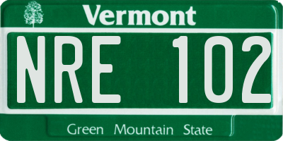 VT license plate NRE102
