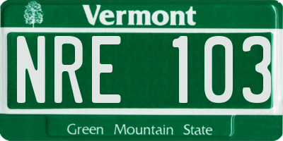 VT license plate NRE103